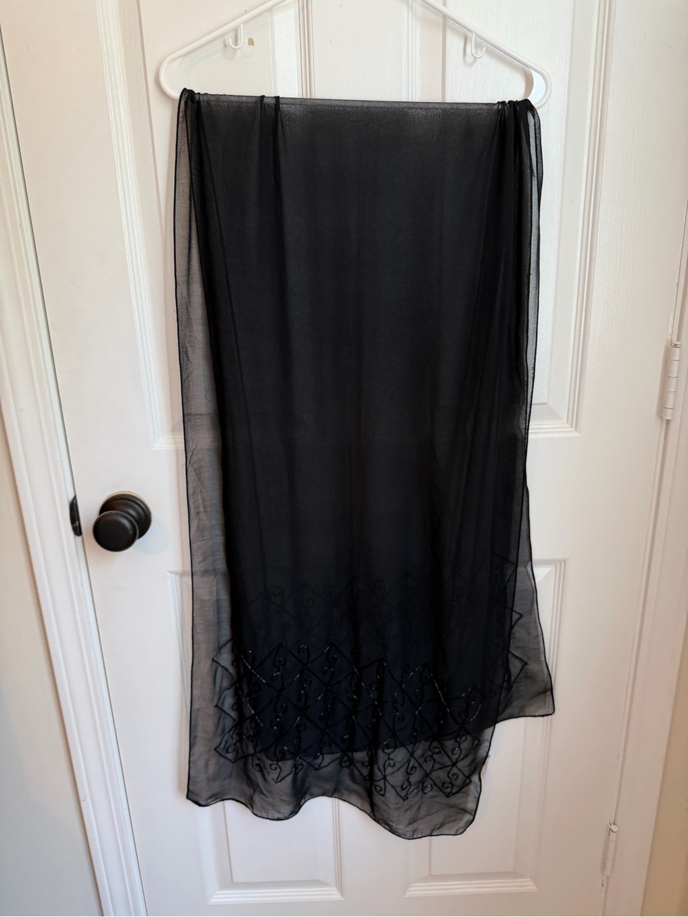 Black Sheer Beaded Evening Wrap, Scarf